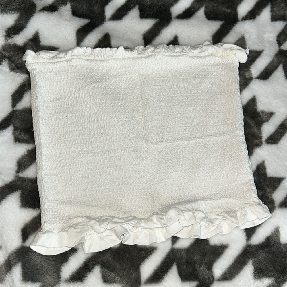 White Ruffled Tube Top